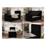 Łóżko kontynentalne TILIO DUO 90x200 - H4 - czarny, sztruks - strona prawa