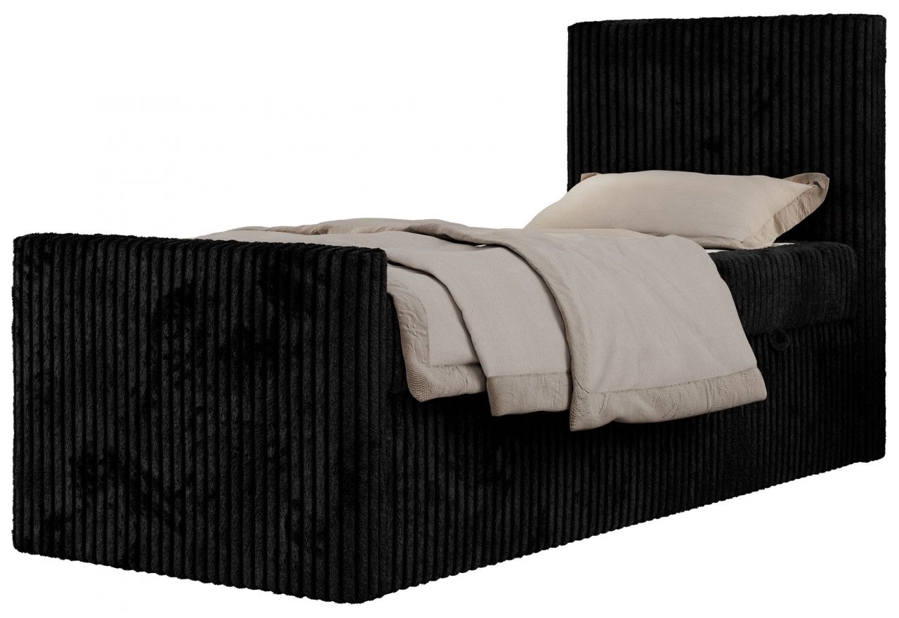Łóżko kontynentalne TILIO DUO 90x200 - H4 - czarny, sztruks - strona prawa