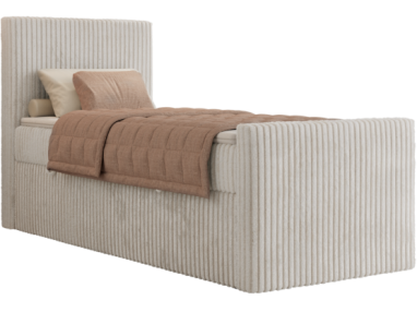 Łóżko kontynentalne TILIANO DUO 90x200 - H3 - beżowy, sztruks - strona lewa - topper T25