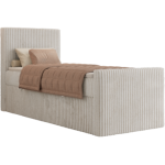 Łóżko kontynentalne TILIANO DUO 90x200 - H3 - beżowy, sztruks - strona lewa - topper T25
