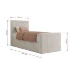 Łóżko kontynentalne TILIANO DUO 90x200 - H3 - beżowy, sztruks - strona lewa - topper T25