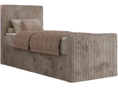 Łóżko kontynentalne TILIANO DUO 90x200 - H3 - jasnobrązowy, sztruks - strona lewa - topper T25