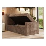 Łóżko kontynentalne TILIANO DUO 90x200 - H3 - brązowy, sztruks - strona lewa - topper T25