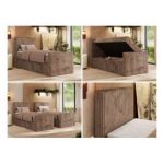 Łóżko kontynentalne TILIANO DUO 90x200 - H3 - brązowy, sztruks - strona lewa - topper T25