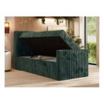 Łóżko kontynentalne TILIANO DUO 90x200 - H3 - ciemnozielony, sztruks - strona lewa - topper T25