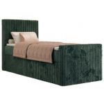 Łóżko kontynentalne TILIANO DUO 90x200 - H3 - ciemnozielony, sztruks - strona lewa - topper T25