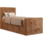 Łóżko kontynentalne TILIANO DUO 90x200 - H3 - pomarańczowy, sztruks - strona lewa - topper T25