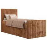 Łóżko kontynentalne TILIANO DUO 90x200 - H3 - pomarańczowy, sztruks - strona lewa - topper T25