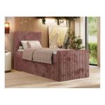 Łóżko kontynentalne TILIANO DUO 90x200 - H3 - różowy, sztruks - strona lewa - topper T25