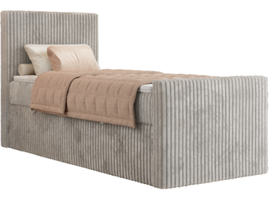 Łóżko kontynentalne TILIANO DUO 90x200 - H3 - jasnoszary, sztruks - strona lewa - topper T25