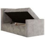 Łóżko kontynentalne TILIANO DUO 90x200 - H3 - jasnoszary, sztruks - strona lewa - topper T25