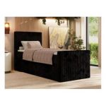 Łóżko kontynentalne TILIANO DUO 90x200 - H3 - czarny, sztruks - strona lewa - topper T25