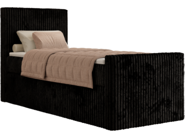 Łóżko kontynentalne TILIANO DUO 90x200 - H3 - czarny, sztruks - strona lewa - topper T25