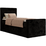 Łóżko kontynentalne TILIANO DUO 90x200 - H3 - czarny, sztruks - strona lewa - topper T25