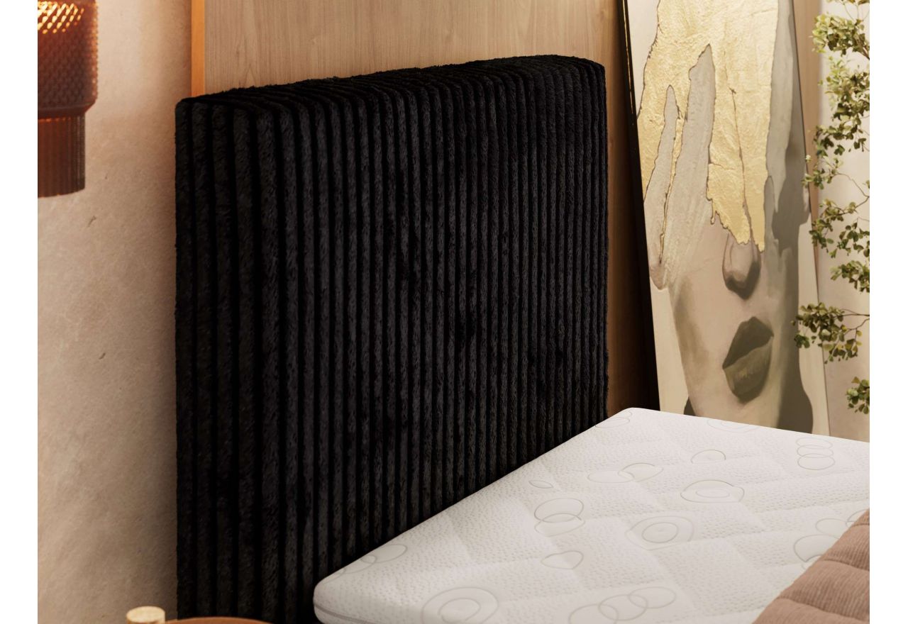 Łóżko kontynentalne TILIANO DUO 90x200 - H3 - czarny, sztruks - strona lewa - topper T25