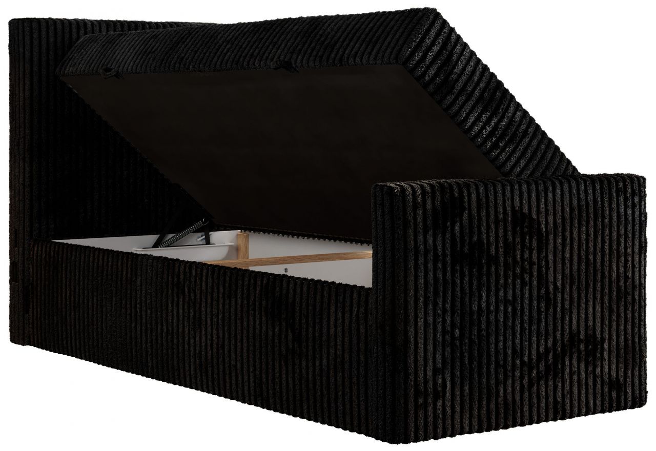 Łóżko kontynentalne TILIANO DUO 90x200 - H3 - czarny, sztruks - strona lewa - topper T25