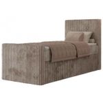 Łóżko kontynentalne TILIANO DUO 90x200 - H3 - jasnobrązowy, sztruks - strona prawa - topper T25