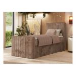 Łóżko kontynentalne TILIANO DUO 90x200 - H3 - brązowy, sztruks - strona prawa - topper T25