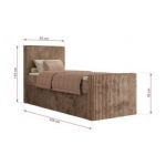 Łóżko kontynentalne TILIANO DUO 90x200 - H3 - brązowy, sztruks - strona prawa - topper T25