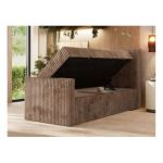 Łóżko kontynentalne TILIANO DUO 90x200 - H3 - brązowy, sztruks - strona prawa - topper T25