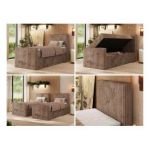 Łóżko kontynentalne TILIANO DUO 90x200 - H3 - brązowy, sztruks - strona prawa - topper T25