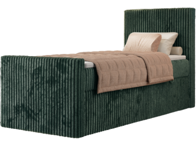 Łóżko kontynentalne TILIANO DUO 90x200 - H3 - ciemnozielony, sztruks - strona prawa - topper T25