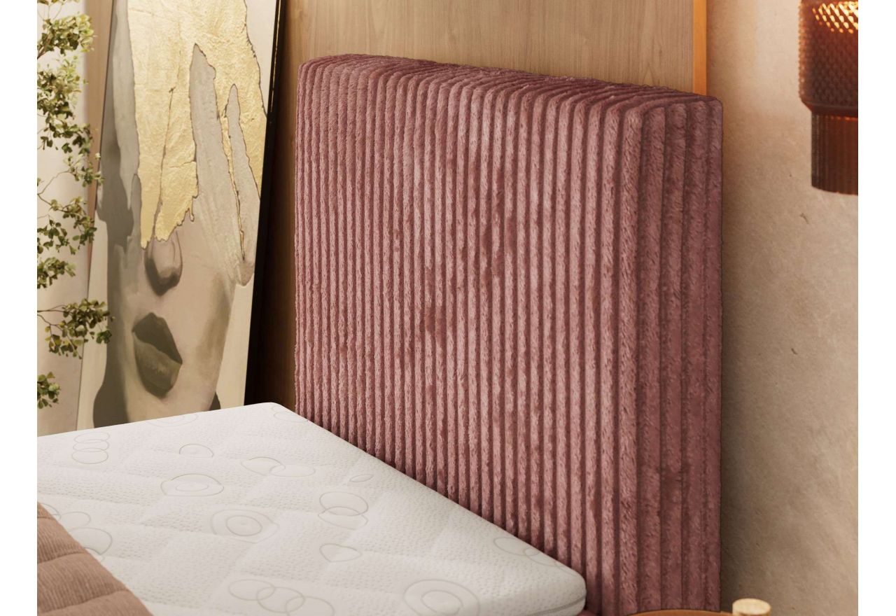 Łóżko kontynentalne TILIANO DUO 90x200 - H3 - różowy, sztruks - strona prawa - topper T25