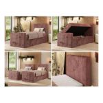 Łóżko kontynentalne TILIANO DUO 90x200 - H3 - różowy, sztruks - strona prawa - topper T25