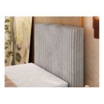 Łóżko kontynentalne TILIANO DUO 90x200 - H3 - jasnoszary, sztruks - strona prawa - topper T25