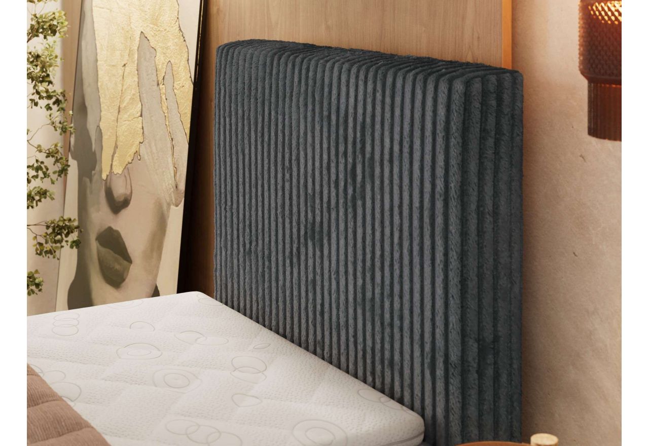 Łóżko kontynentalne TILIANO DUO 90x200 - H3 - ciemnoszary, sztruks - strona prawa - topper T25