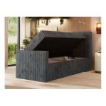 Łóżko kontynentalne TILIANO DUO 90x200 - H3 - ciemnoszary, sztruks - strona prawa - topper T25