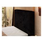 Łóżko kontynentalne TILIANO DUO 90x200 - H3 - czarny, sztruks - strona prawa - topper T25