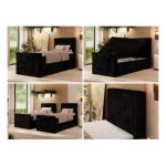 Łóżko kontynentalne TILIANO DUO 90x200 - H3 - czarny, sztruks - strona prawa - topper T25