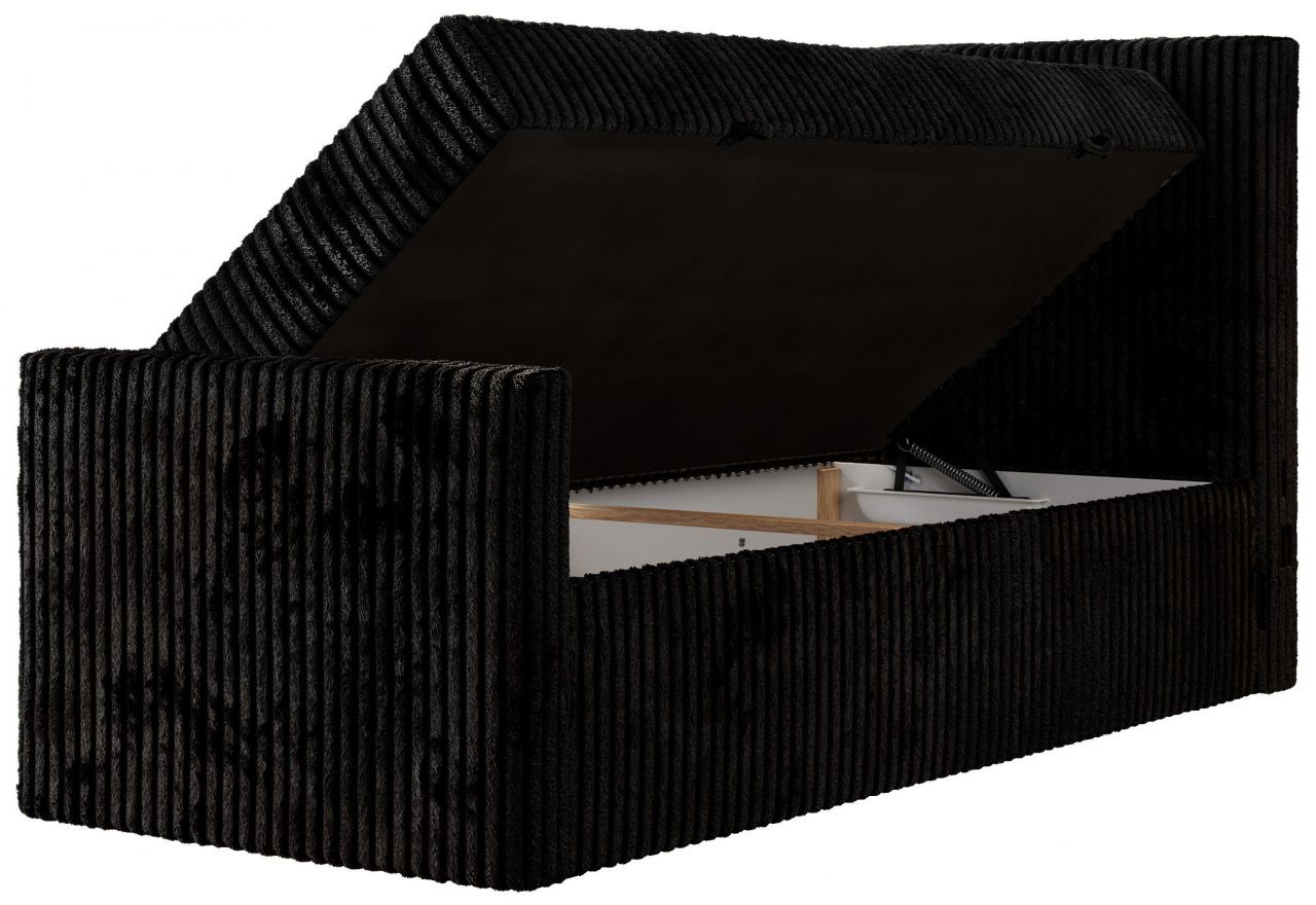 Łóżko kontynentalne TILIANO DUO 90x200 - H3 - czarny, sztruks - strona prawa - topper T25