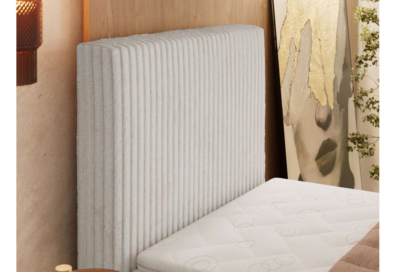 Łóżko kontynentalne TILIANO DUO 90x200 - H4 - beżowy, sztruks - strona lewa - topper T25