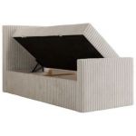 Łóżko kontynentalne TILIANO DUO 90x200 - H4 - beżowy, sztruks - strona lewa - topper T25