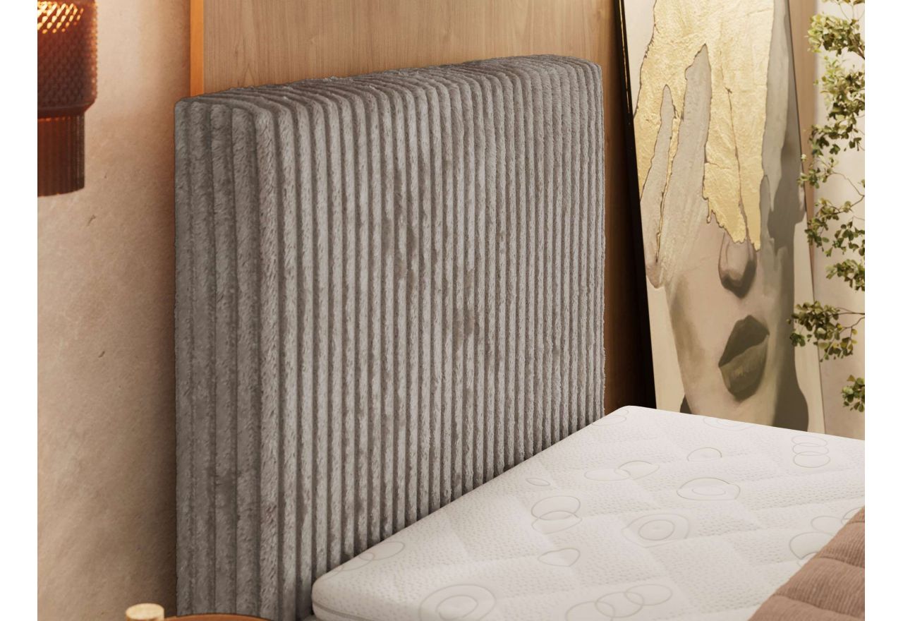 Łóżko kontynentalne TILIANO DUO 90x200 - H4 - jasnobrązowy, sztruks - strona lewa - topper T25