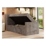 Łóżko kontynentalne TILIANO DUO 90x200 - H4 - jasnobrązowy, sztruks - strona lewa - topper T25