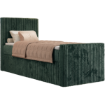 Łóżko kontynentalne TILIANO DUO 90x200 - H4 - ciemnozielony, sztruks - strona lewa - topper T25