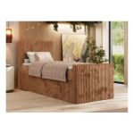 Łóżko kontynentalne TILIANO DUO 90x200 - H4 - pomarańczowy, sztruks - strona lewa - topper T25