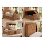 Łóżko kontynentalne TILIANO DUO 90x200 - H4 - pomarańczowy, sztruks - strona lewa - topper T25