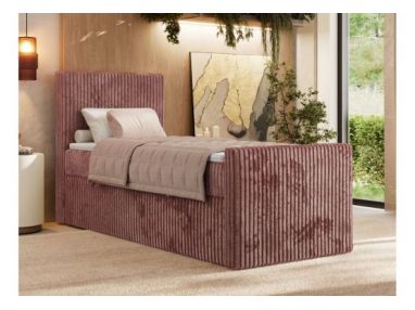 Łóżko kontynentalne TILIANO DUO 90x200 - H4 - różowy, sztruks - strona lewa - topper T25