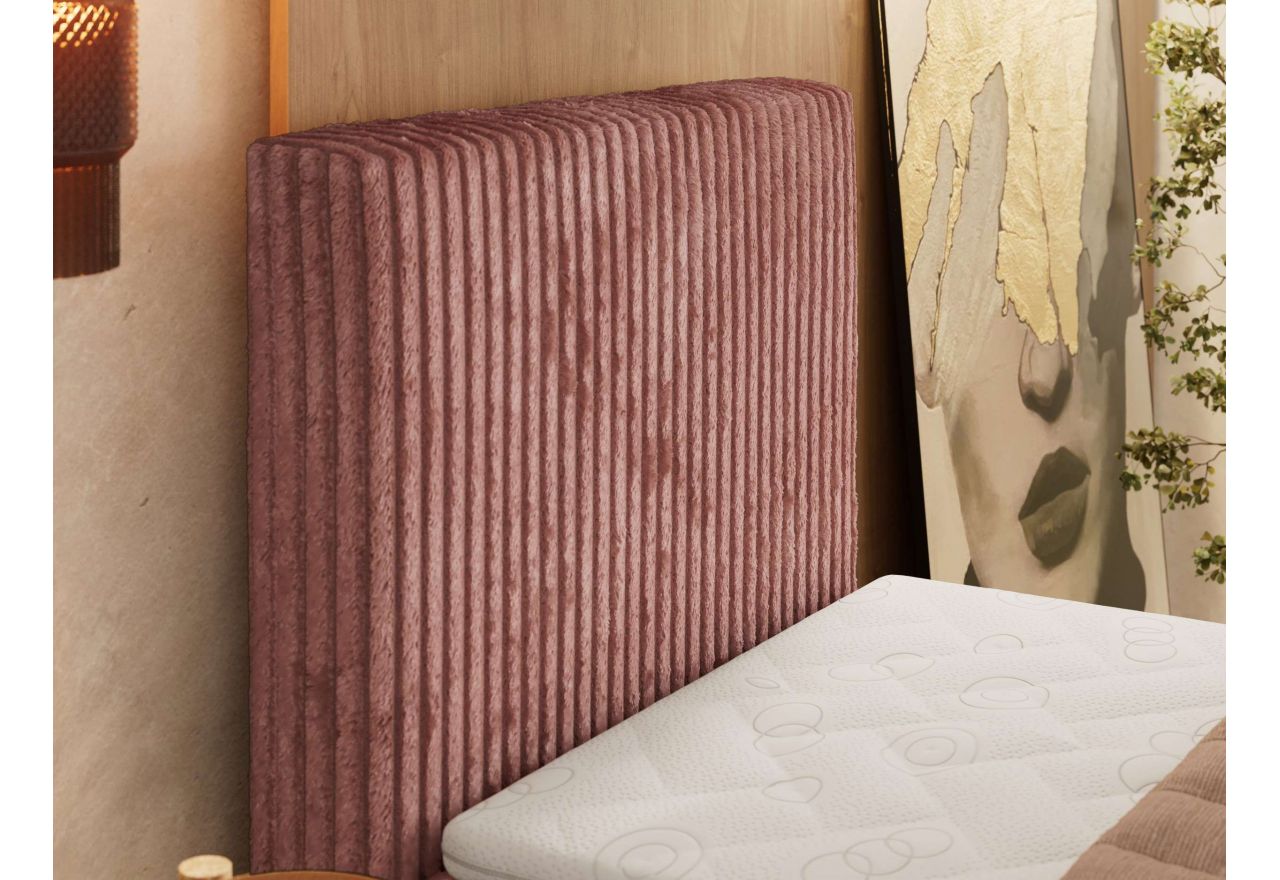 Łóżko kontynentalne TILIANO DUO 90x200 - H4 - różowy, sztruks - strona lewa - topper T25