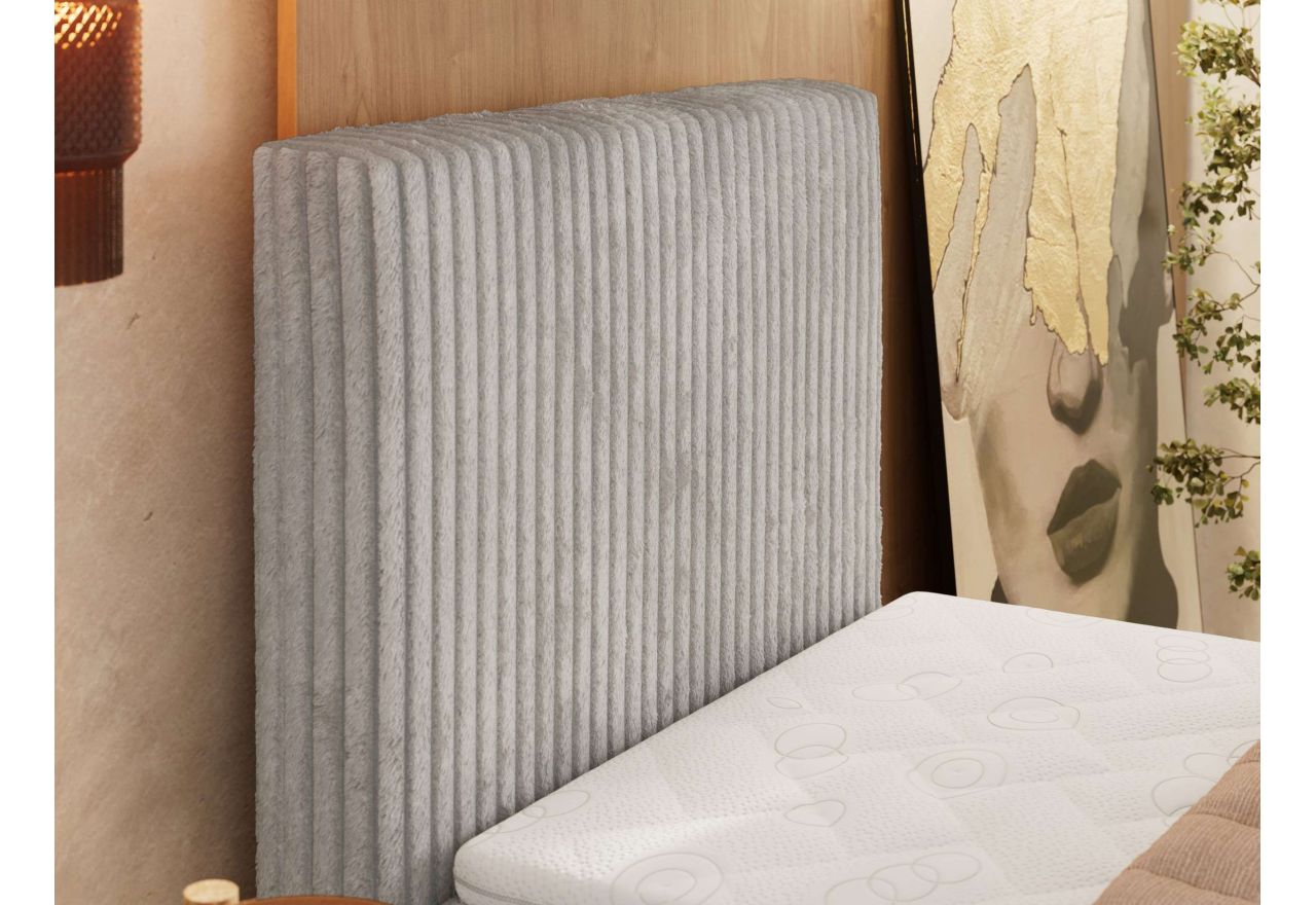 Łóżko kontynentalne TILIANO DUO 90x200 - H4 - jasnoszary, sztruks - strona lewa - topper T25