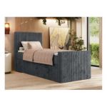 Łóżko kontynentalne TILIANO DUO 90x200 - H4 - ciemnoszary, sztruks - strona lewa - topper T25