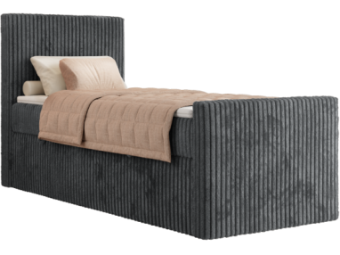 Łóżko kontynentalne TILIANO DUO 90x200 - H4 - ciemnoszary, sztruks - strona lewa - topper T25