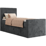 Łóżko kontynentalne TILIANO DUO 90x200 - H4 - ciemnoszary, sztruks - strona lewa - topper T25