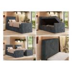 Łóżko kontynentalne TILIANO DUO 90x200 - H4 - ciemnoszary, sztruks - strona lewa - topper T25