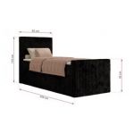 Łóżko kontynentalne TILIANO DUO 90x200 - H4 - czarny, sztruks - strona lewa - topper T25