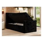 Łóżko kontynentalne TILIANO DUO 90x200 - H4 - czarny, sztruks - strona lewa - topper T25